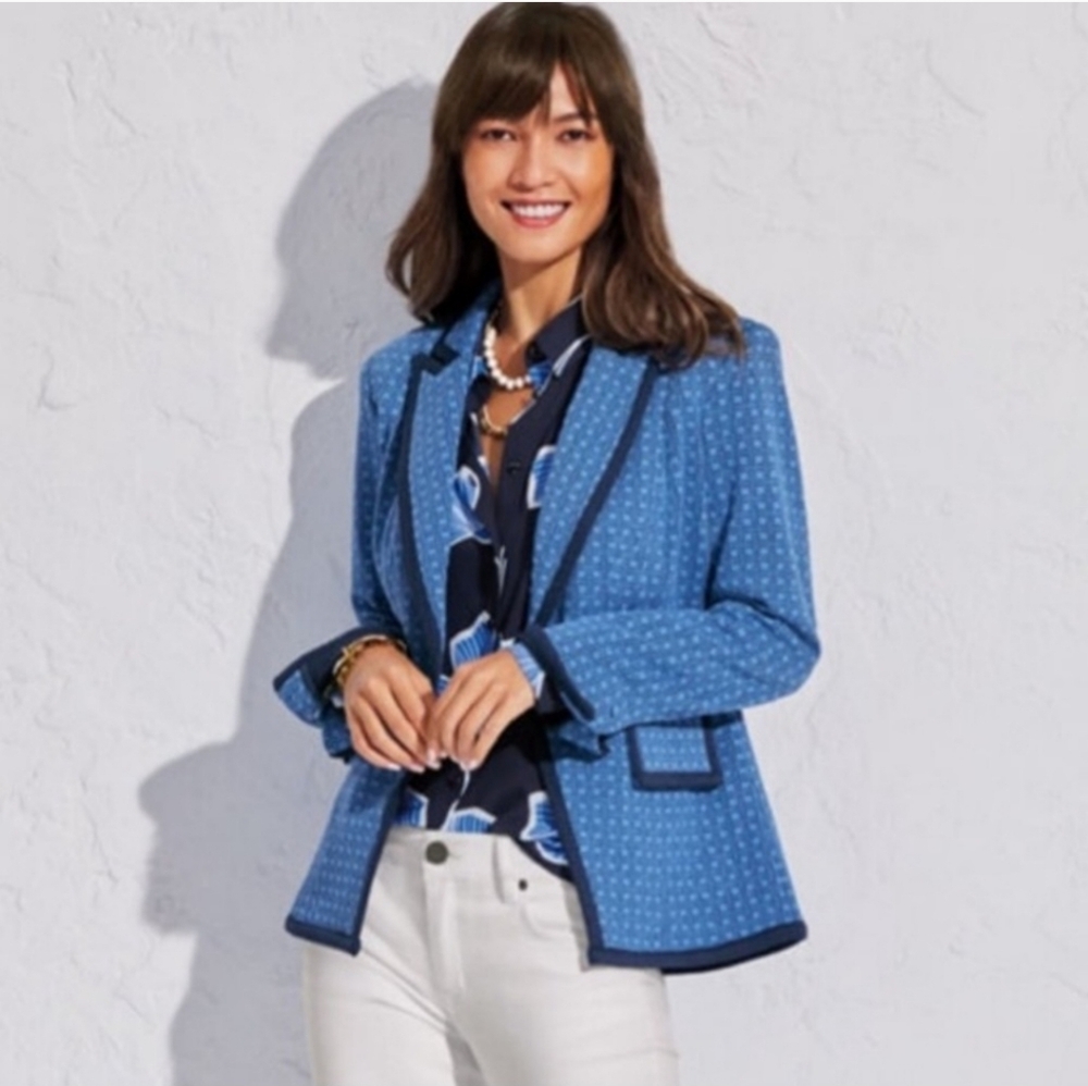 CAbi Blue Blazer with Navy Trim